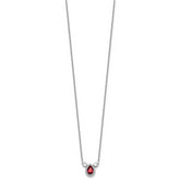 14k White Gold 1/2 carat Lab Grown Diamond VS/SI+ G+ and Created Ruby Complete Three Stone 16 inch Necklace